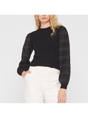 CLUB MONACO Black Balloon Sleeve Sweater